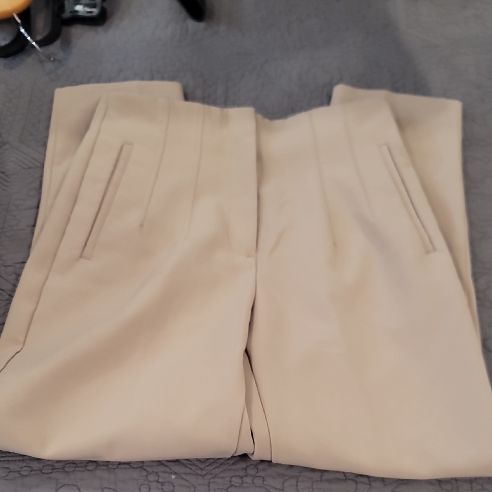 Zara Tan Dress Jumpsuit Tailored Elegance
